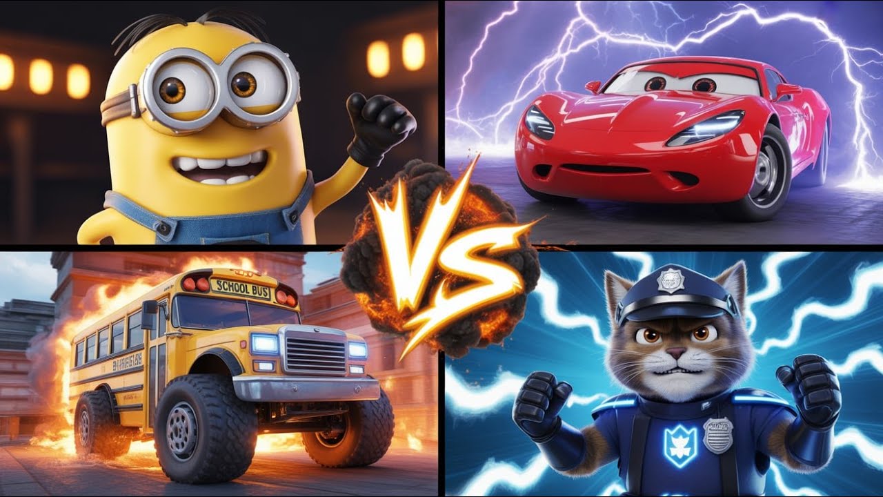 Powerful Cartoon Clash | Minion, Superman, Pikachu & More | OMG Battle Scene! #14