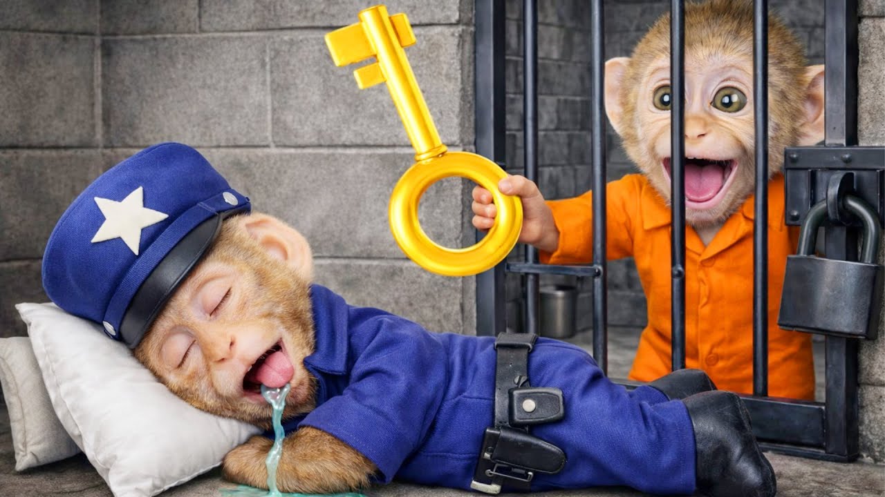 Mono Baby Cleverly Steals the Key While the Monkey Police Are Sleeping Soundly! | Mono Magic TV