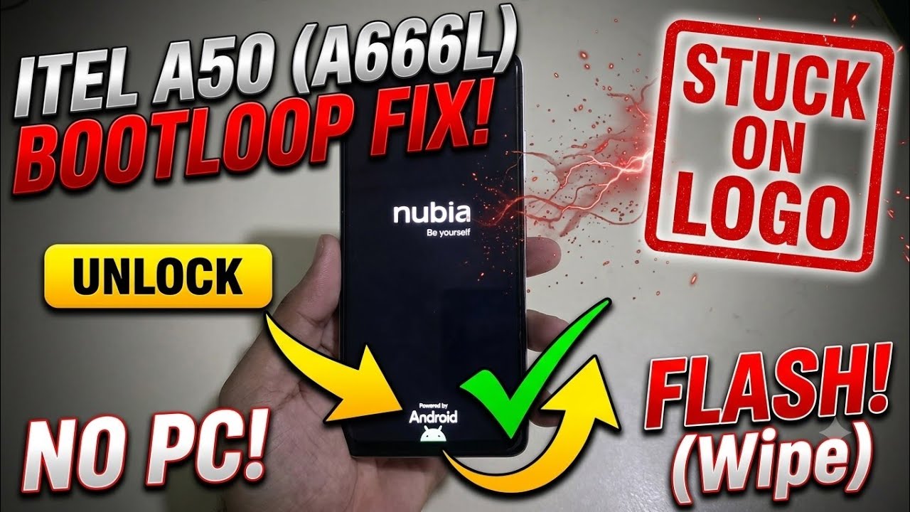 Itel A50 Stuck on Logo Solution 2026 | Itel A50 (A666L) Bootloop Fix Without PC 💯