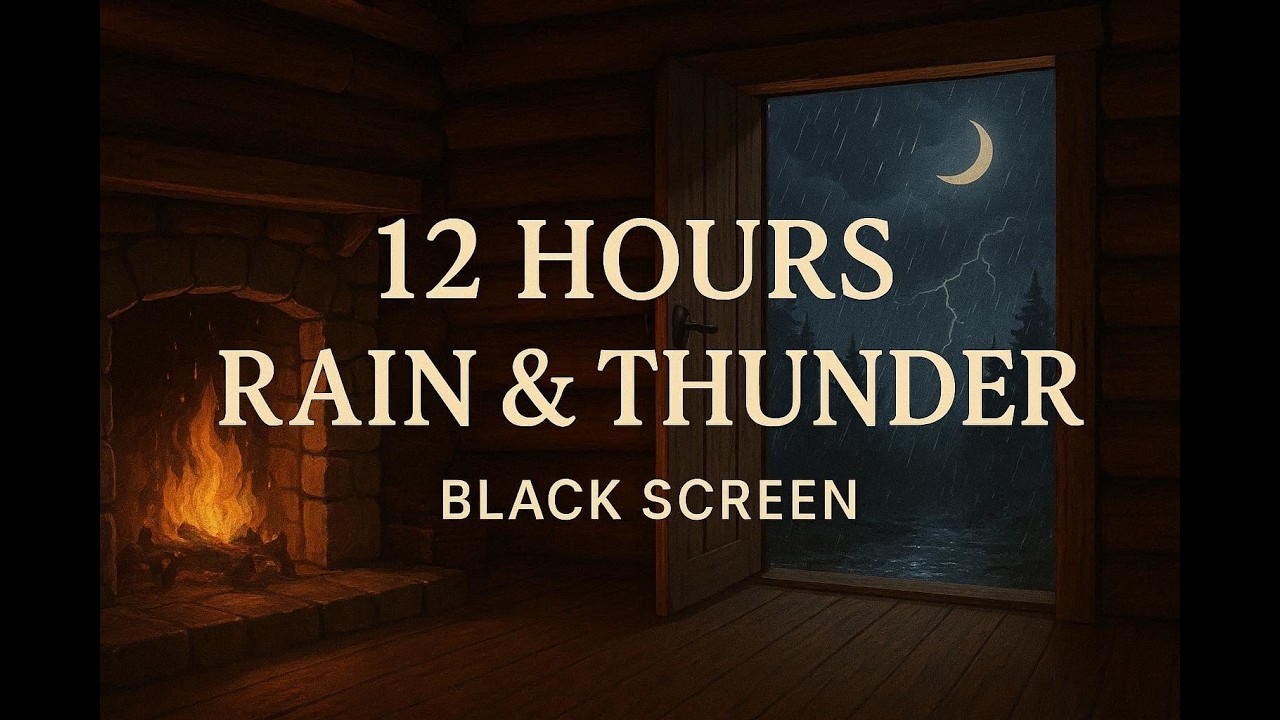 Black Screen Rain & Thunderstorm ⛈ for Sleep 💤 (12 Hours) | Cozy Night Rain 🌧 Ambience