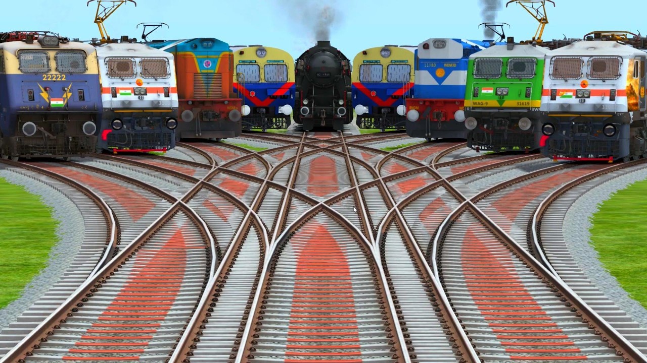 #️⃣Ix Trains Run By Curves Branched Railroad Track || Extreme Railway Switch Challenge | train video