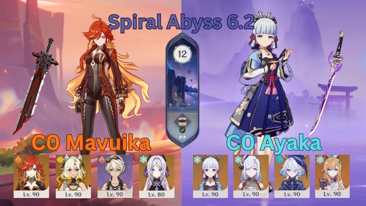 C0 Mavuika Melt & C0 Ayaka Freeze | Genshin Impact | Spiral Abyss 6.2 / Luna III Floor 12