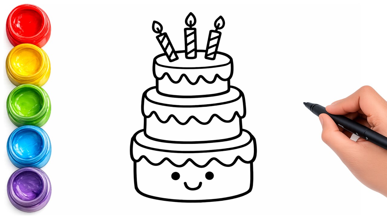 How to Draw a Birthday Cake for Kids | Easy Step by Step