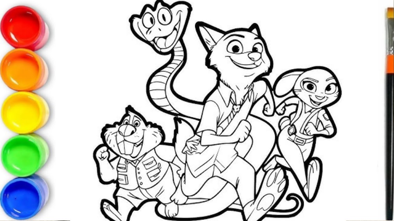 Zootopia 2 Drawing - How to Color Nick Wilde, Nibbles, Gary De Snake & Judy Hopps