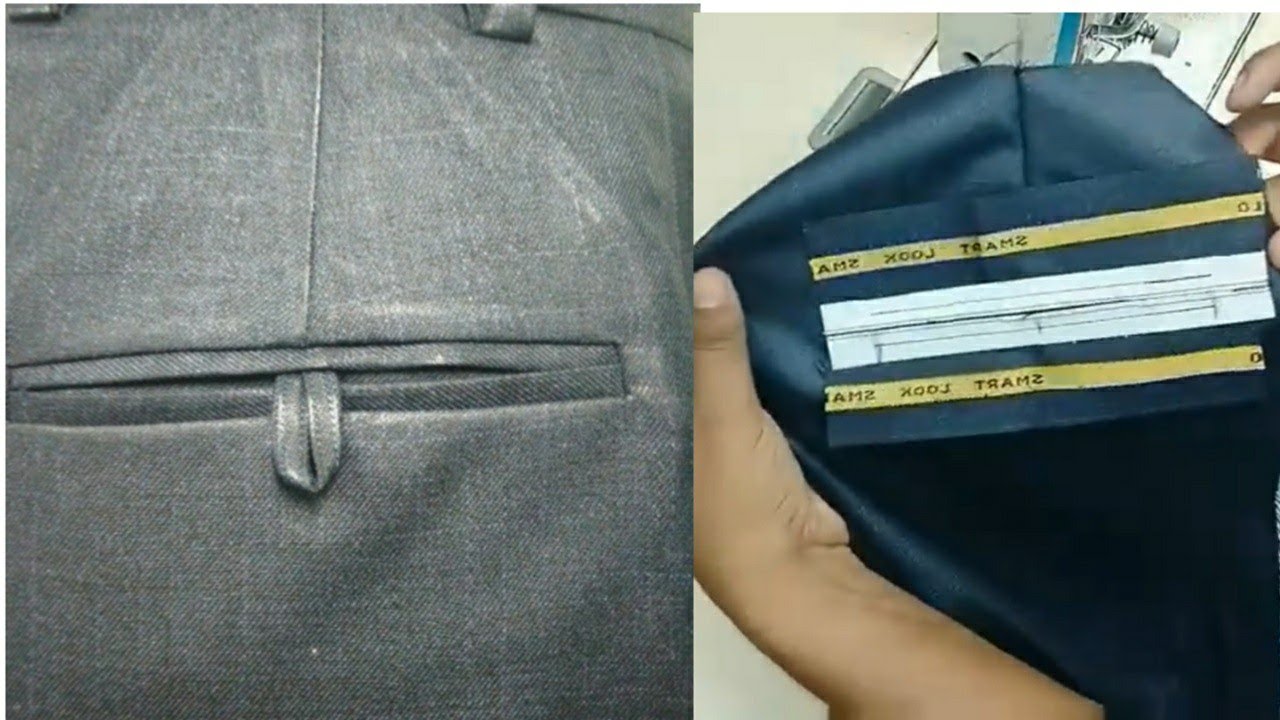 Double bone pant back pocket stitching/how to sew Double welt pocket