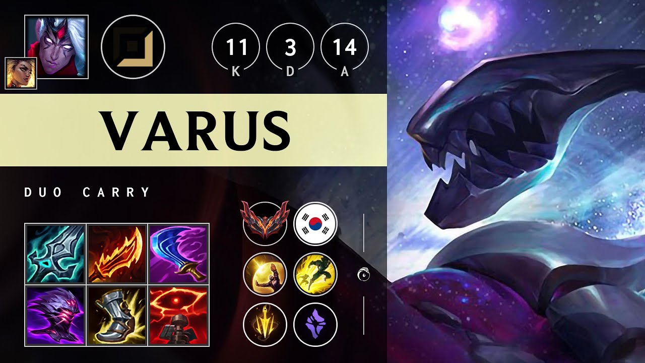 Varus ADC vs Tristana: Triple Kill, Dominating - KR Grandmaster Patch 14.23