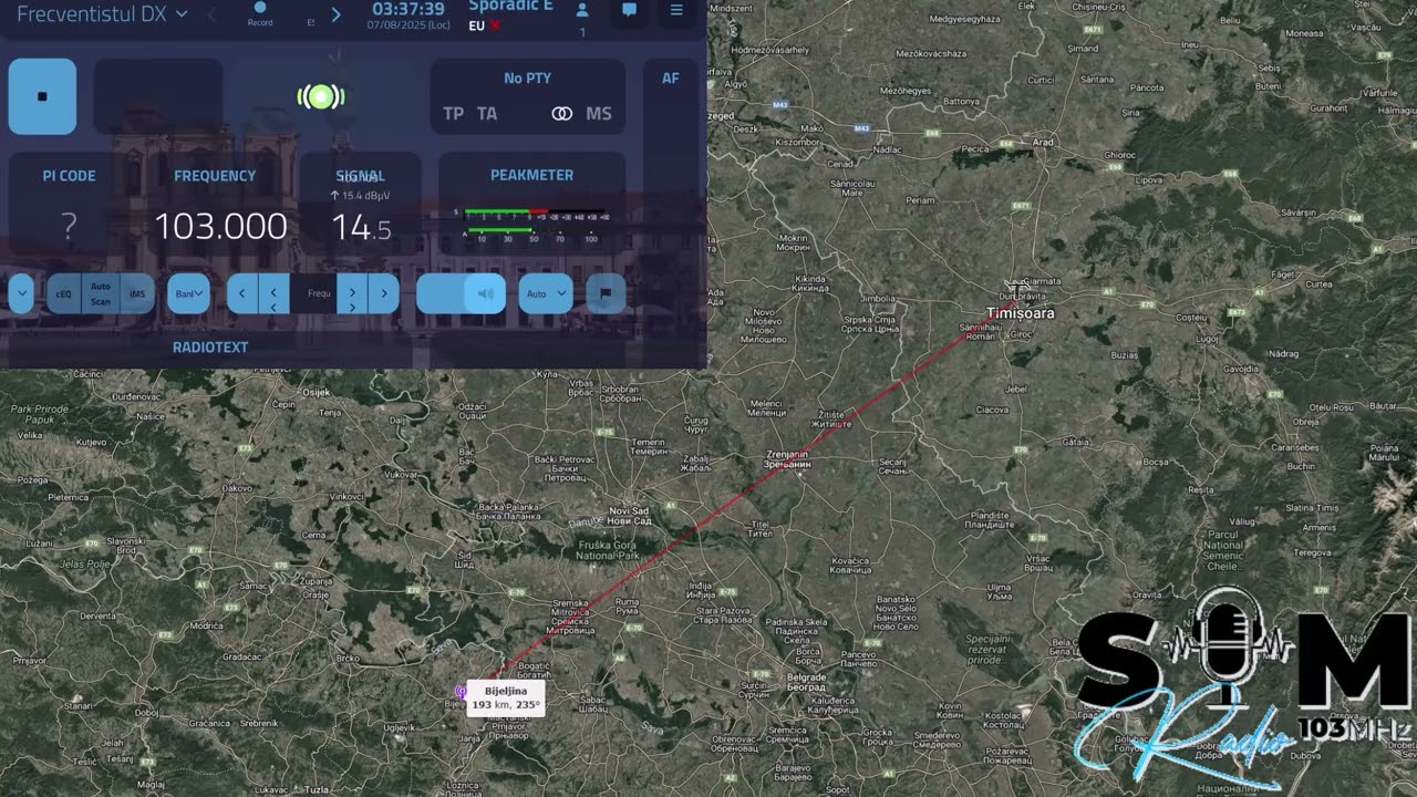 SIMRADIO - Bijeljina 🇧🇦 - 103 MHz received in Timișoara 🇷🇴