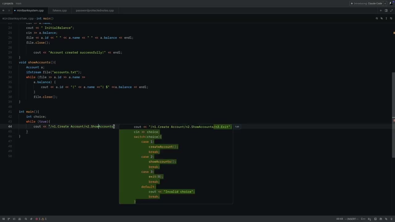 I Built a Simple Banking System Using C++ (No Database)