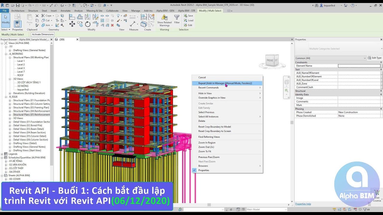 Khóa học Lập trình Revit API & WPF - Cách bắt đầu lập trình Revit API & WPF với template ALPHA BIM
