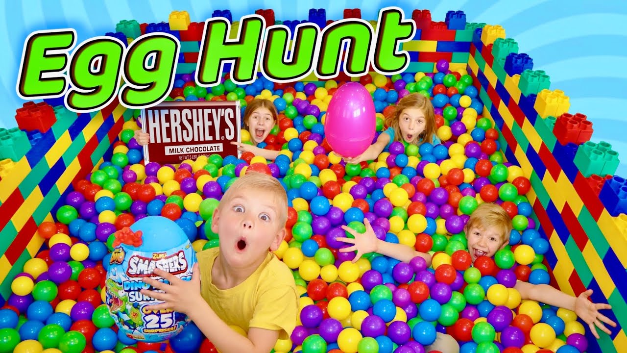 Giant Easter Egg HuNt In Lego Ball Pit!