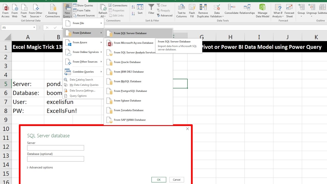 Excel Magic Trick 1385: Import Tables from SQL Server Database into Power Pivot or PBI Data Model