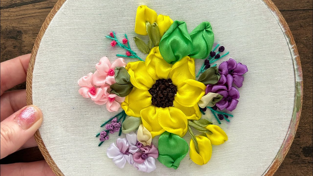 Ribbon Embroidery full tutorial pattern N.4