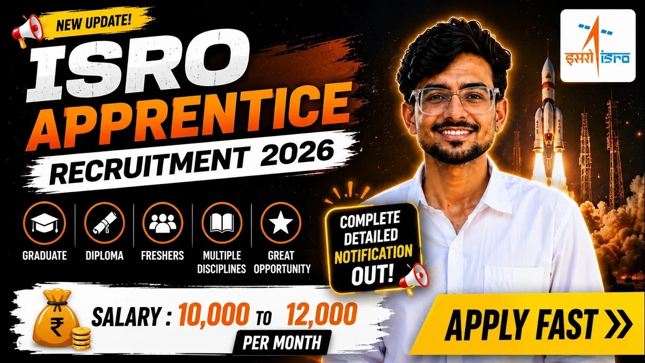 ISRO Apprentice Recruitment 2026 |Complete Notification Out|Graduate & Diploma Freshers|Apply Online