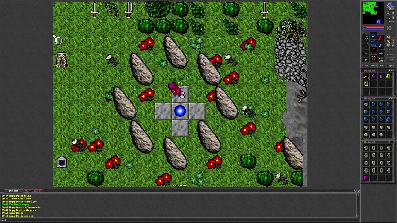 Tibia 7.4 (Hiberna. 57 Elder Druid hunting in PoH with friend and going Druid Island in PoH)