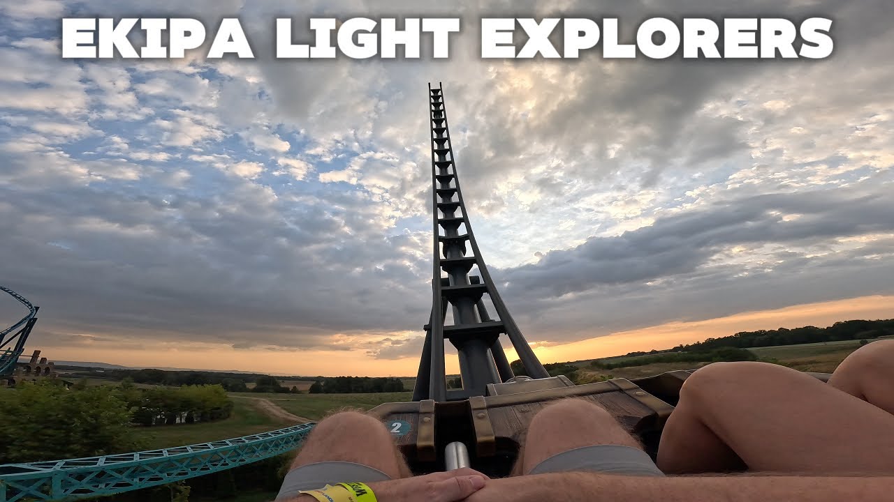 EKIPA LIGHT EXPLORERS Roller Coaster Amusement Park Energylandia Zator Poland video Front seat