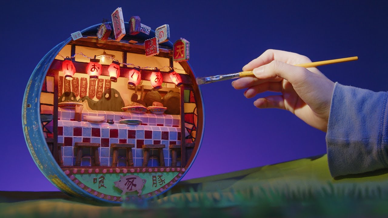 Miniature Spirited Away Food Stall in a Cookie Tin