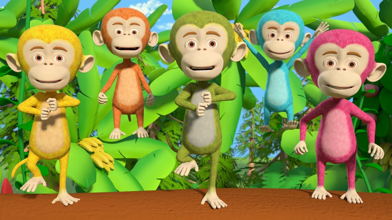 Paanch Chote Bandar | Five Little Monkeys |  Little Tree House Hindi Balgeet | Aloo Bola