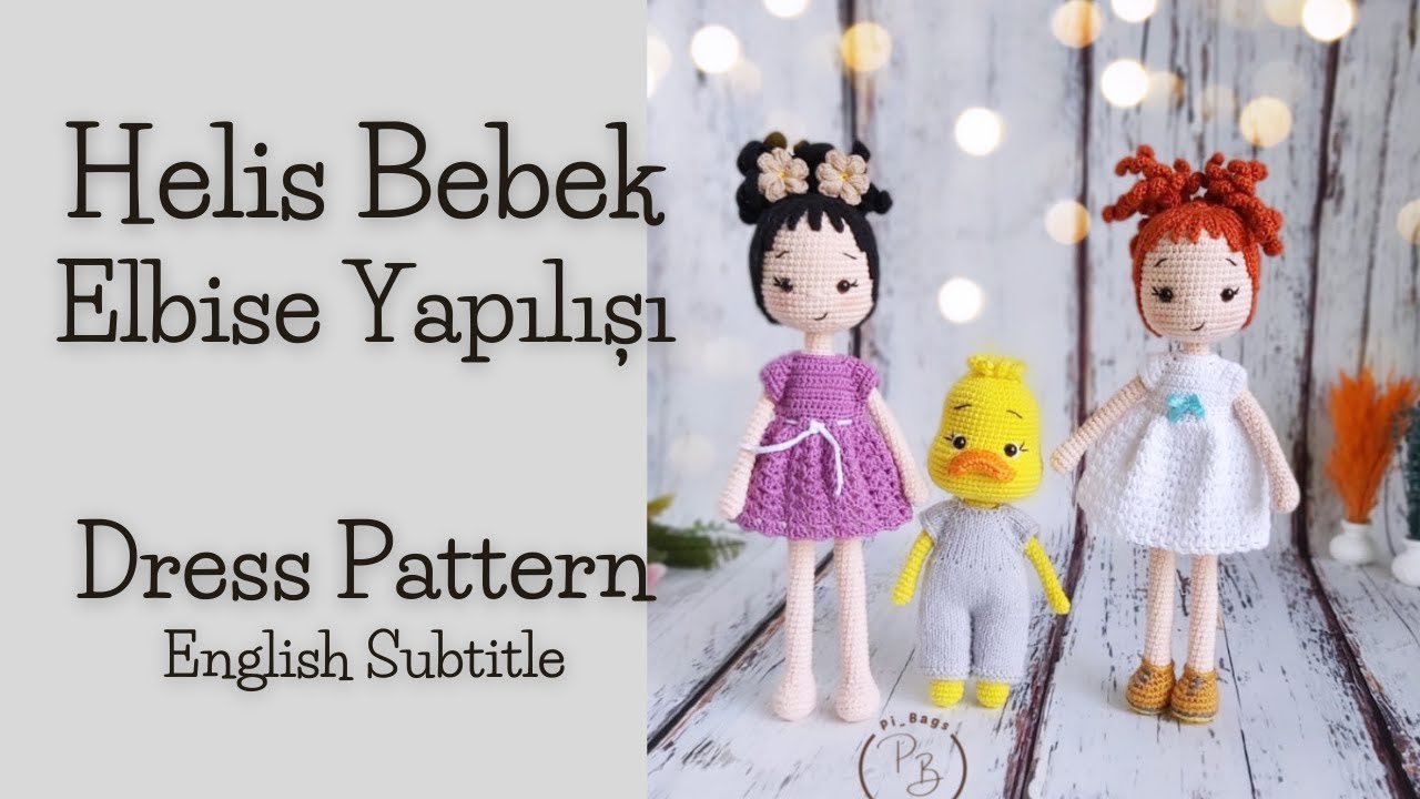 86# Beyaz Elbise Yapılışı - White Doll Dress English Subtitles #amigurumidoll#amigurumidress#outfit