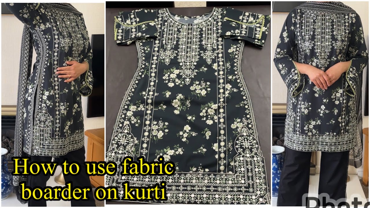 How to Design your Kurti ( شرٹ ) with Fabric Boarder | Latest printed kurti design sewing tutorial 