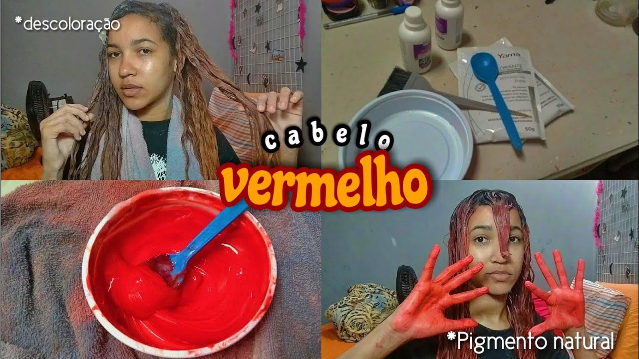 Descolorindo meu cabelo cacheado e pintando de vermelho 🍒