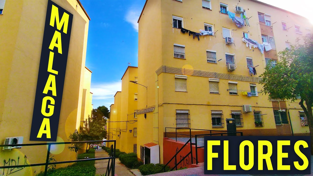Most dangerous and poor areas of Malaga walking Tour - Las flores, Spain, Andalusia 4K