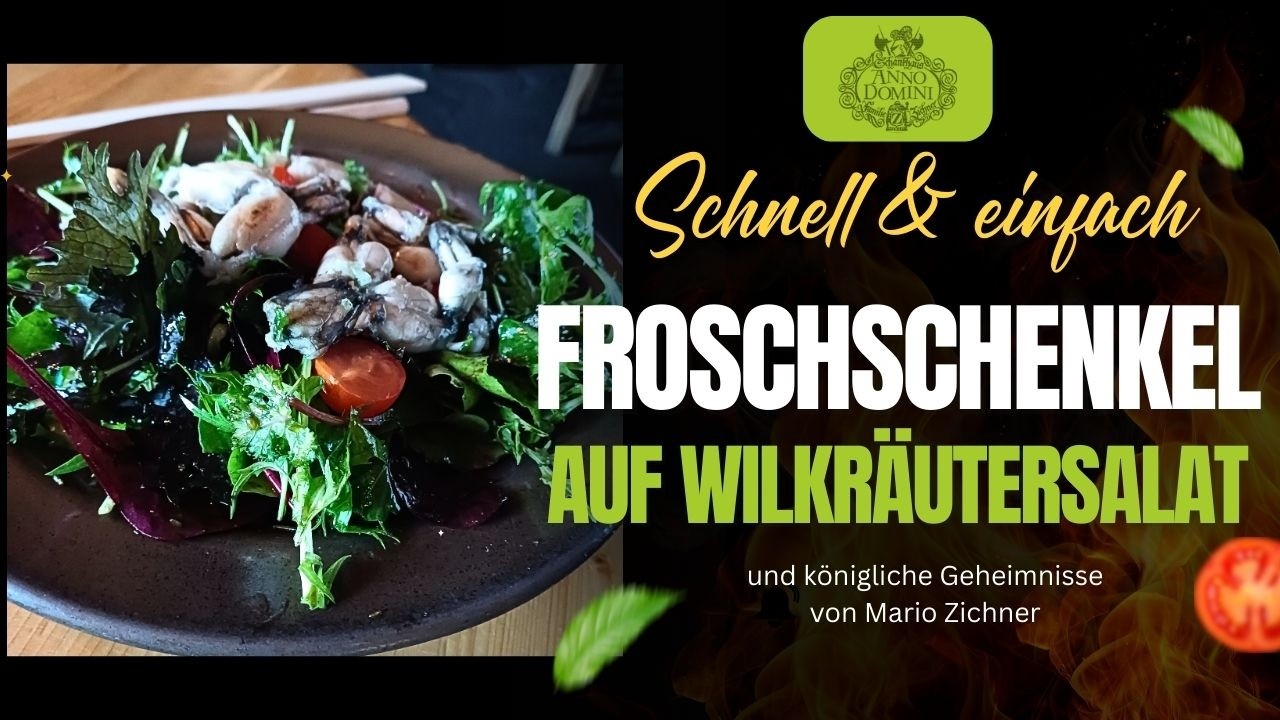 Froschschenkel an Wildkräutersalat und königliche Geheimnisse #foodlover #lowcarb #dressing #frosch