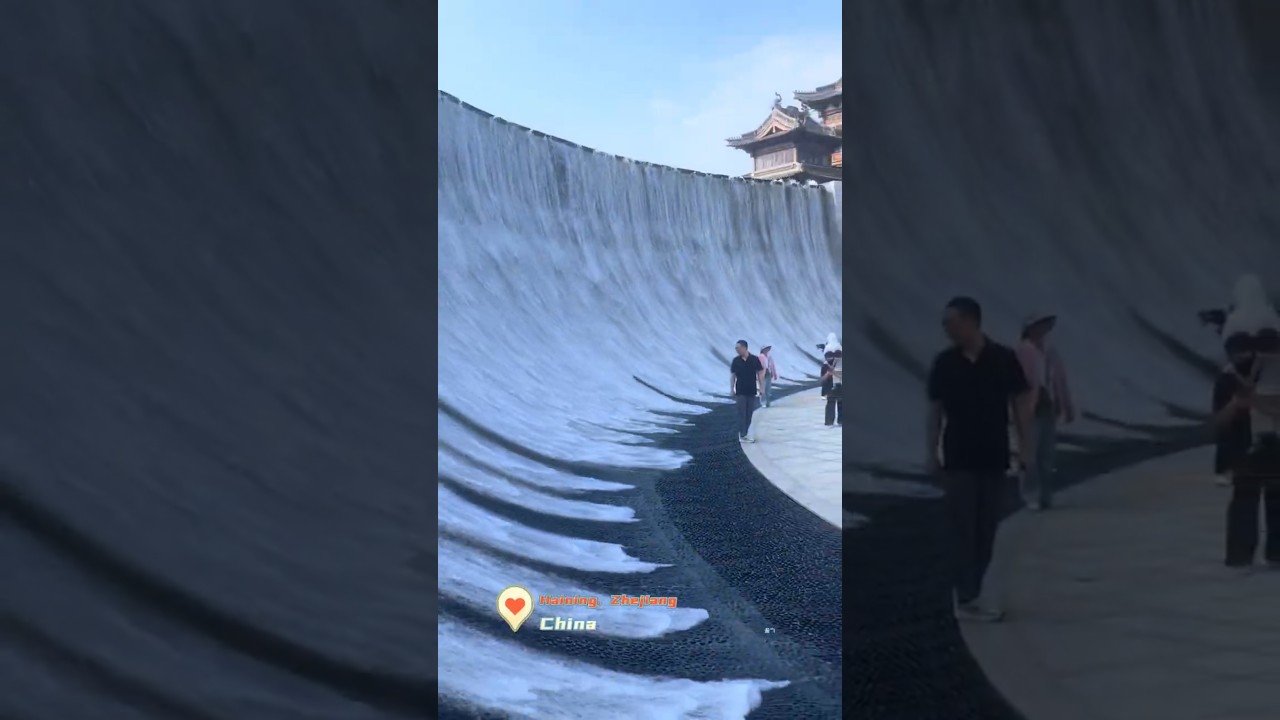 🤩Visit China to witness the stunning man-made waterfall!