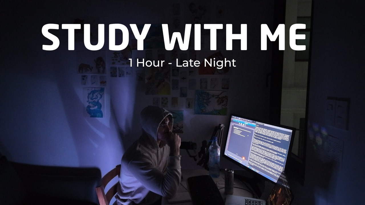 1-Hour Study With Me | Late Night, Rain Sounds
