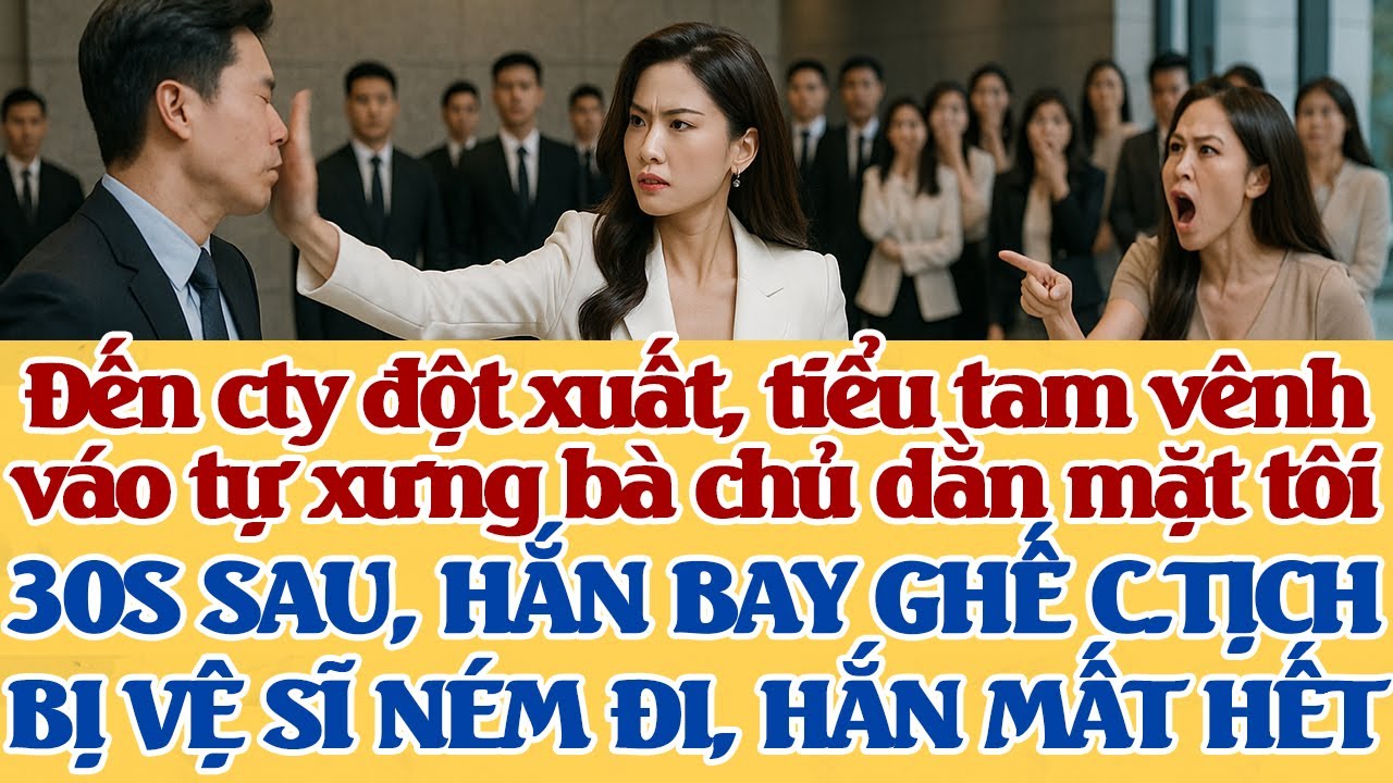 Đến cty đột xuất, tiểu tam vênh váo tự xưng bà chủ,30S SAU HẮN BAY GHẾ C.TỊCH BỊ VỆ SĨ NÉM RA NGOÀI