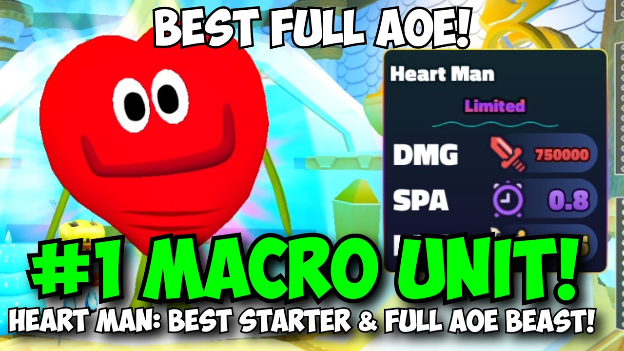 New Best MACRO AFK Unit in Spongebob TD! BEST UNIT FOR FARMING CHOCOLATE! Heart Man FULL AOE!