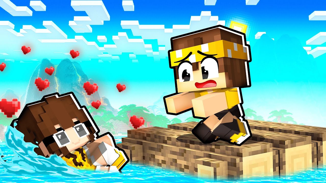 PRESO em APENAS UMA JANGADA com a MINHA BEBÊ CRUSH no Minecraft