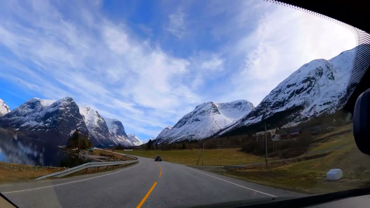 Relaxing 4K Drive in Norway | Stryn Oppstrynsvatnet Hjelle | Driving Sounds for Sleep and Study ASMR