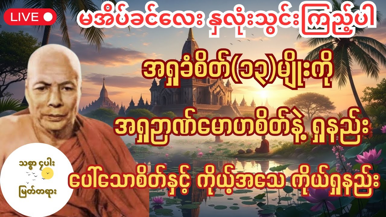 အရှုခံစိတ်(၁၃)မျိုးကို အရှုဉာဏ်မောဟစိတ်နဲ့ ဝိပဿနာရှုနည်း
