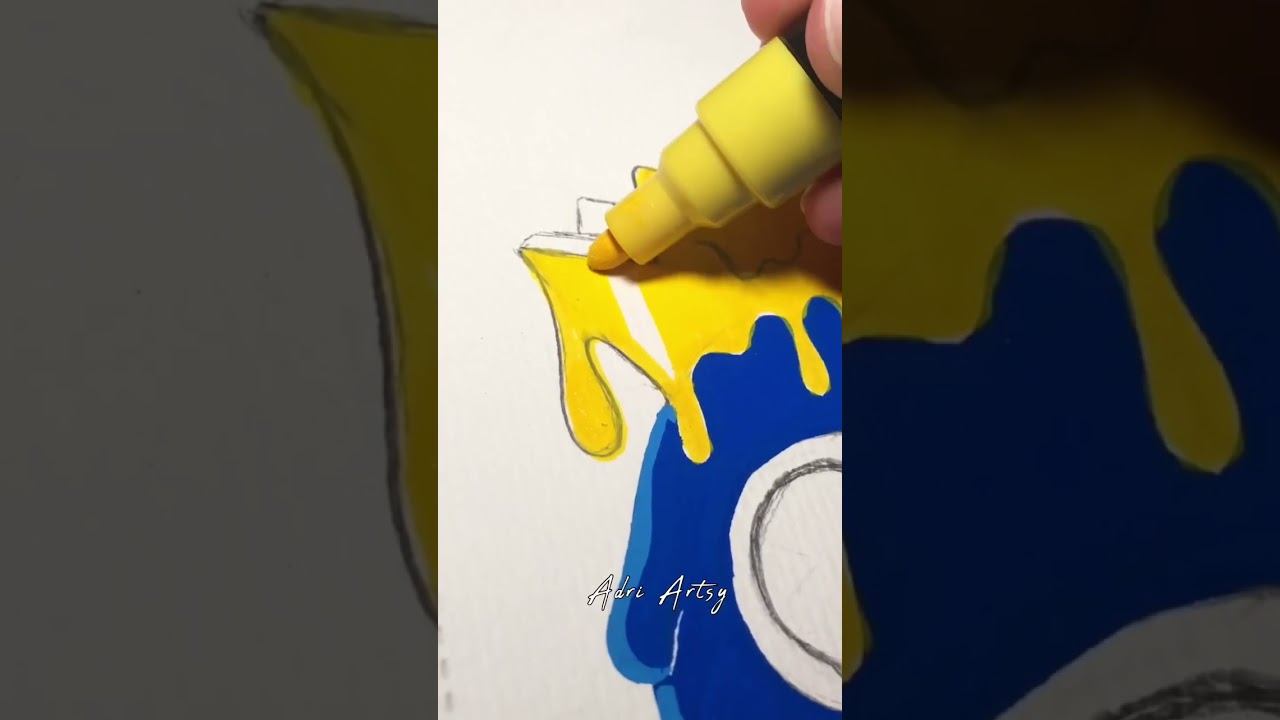 Drawing Blue from Roblox Rainbow Friends Drip Effect with Posca Markers!