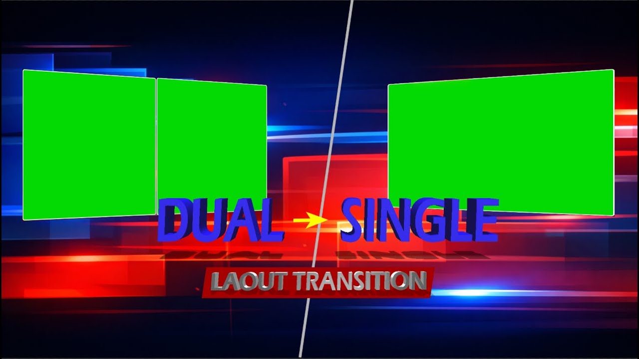 Dual to Single Box News Layout Transition | Broadcast Style | News Box | Green Screen Chroma Key
