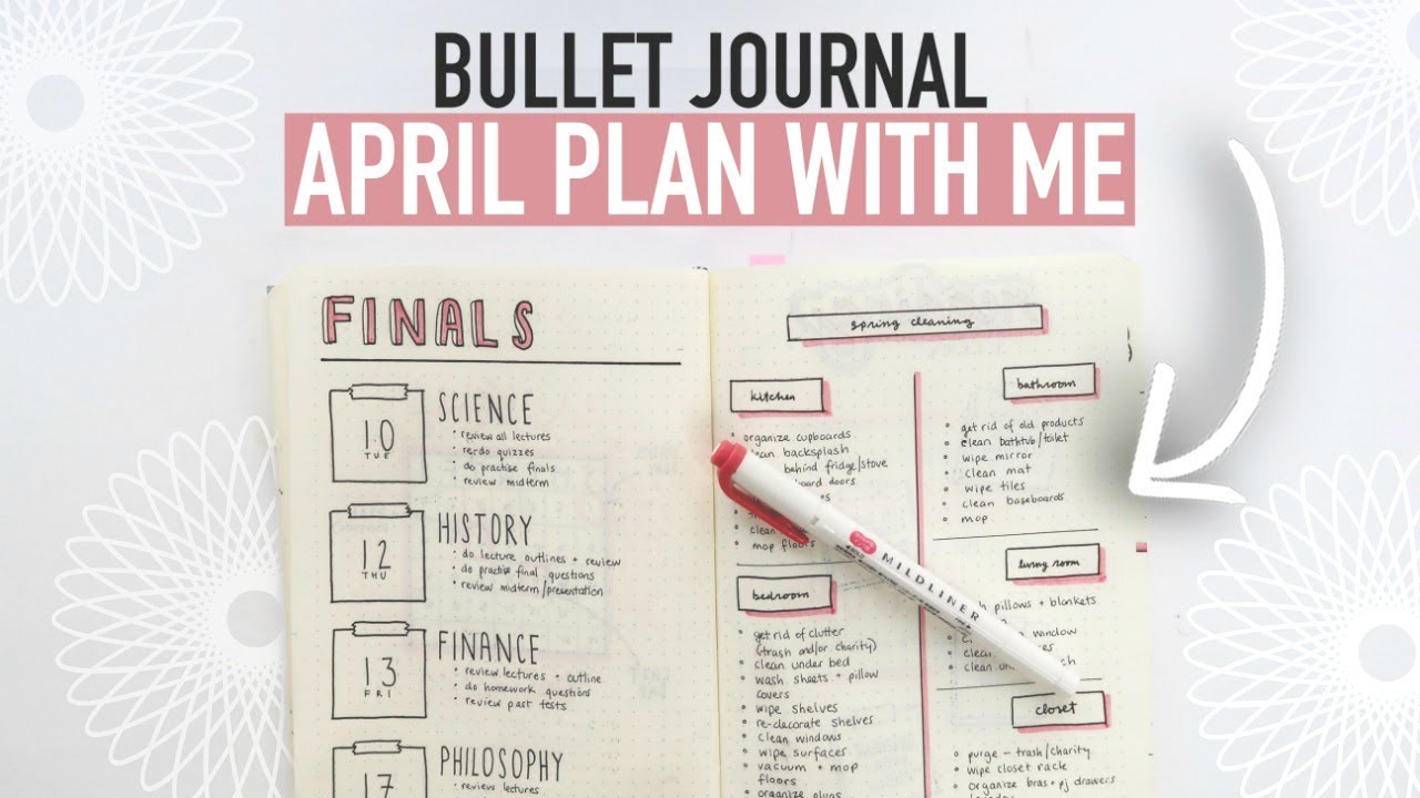 Bullet Journal PLAN WITH ME April 2018 | Exam Schedule + Reading List & MORE