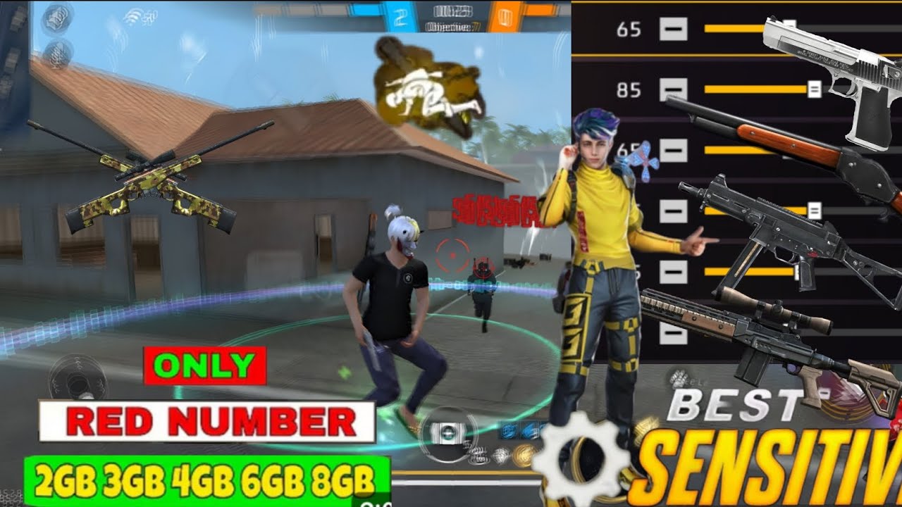 ONLY RED NUMBER 🎯 | Best Sensitivity for 2GB, 3GB, 4GB, 6GB, 8GB RAM ⚙️ | Free Fire Max 🗿 #freefire 