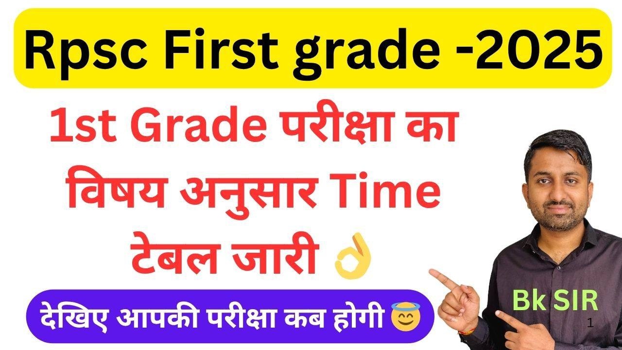 1st grade exam time table 2026 | Rpsc first grade exam schedule 2026 | First grade time table 2026