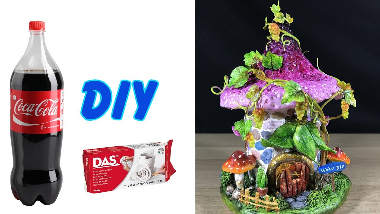 DIY Grapevine tree Fairy House Lamp Using Plastic Bottles and Das clay