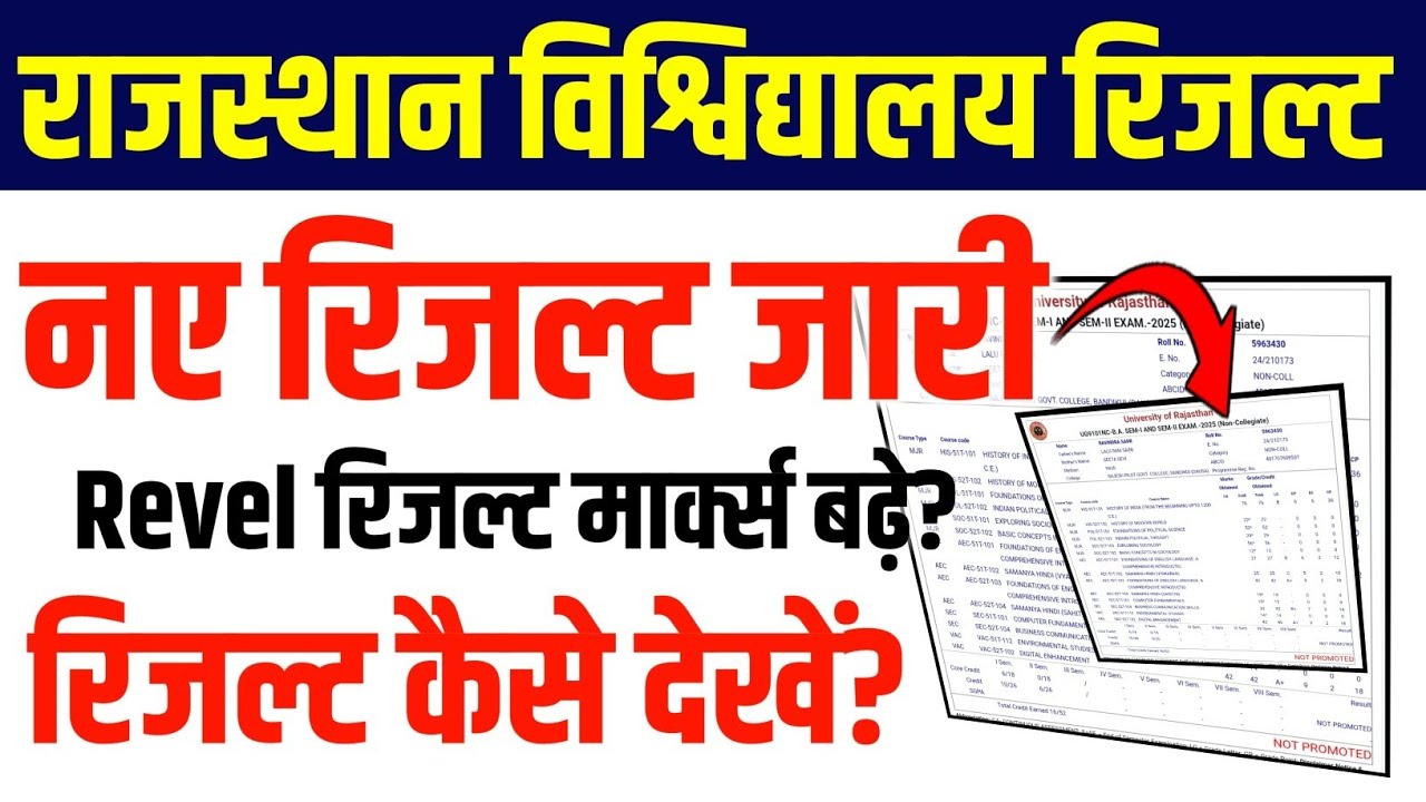 Rajasthan University Revel Result Kaise Dekhe? || Rajasthan University New Result 2025
