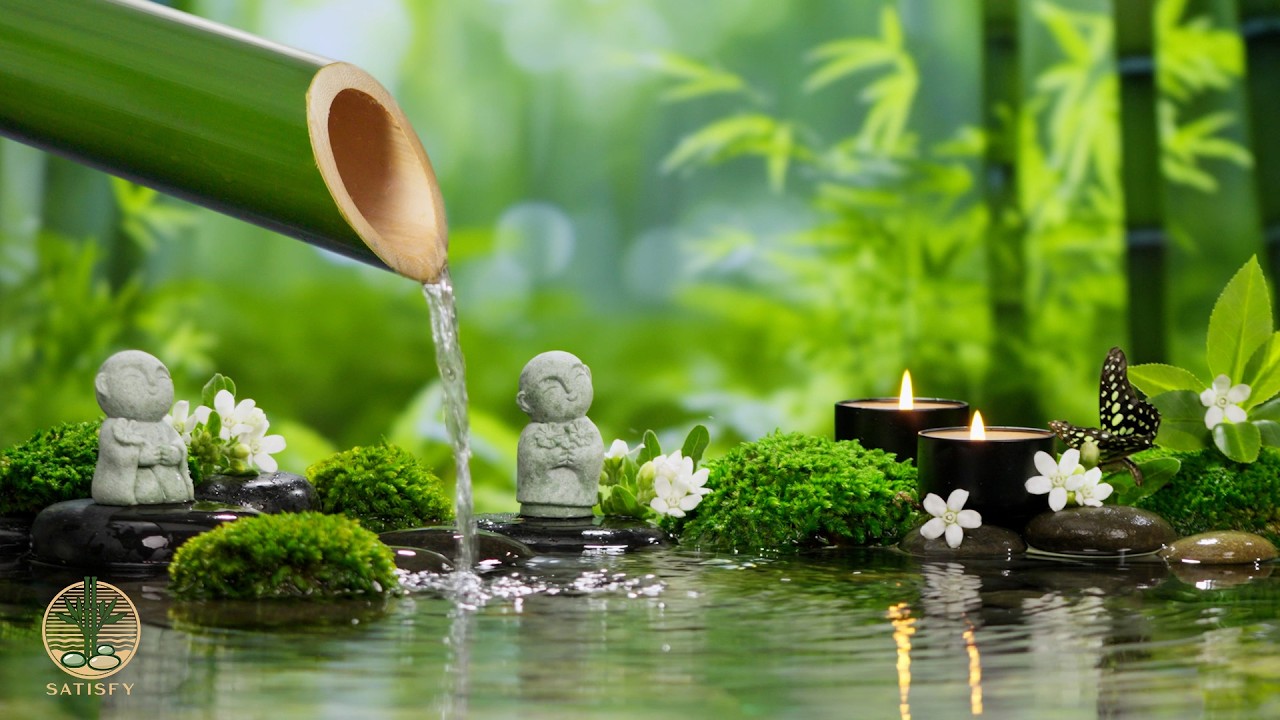 Soothing Music + Bamboo Water Sounds 🌿 Calming Music for Sleep, Relaxation, Spa, Deep Healing Music