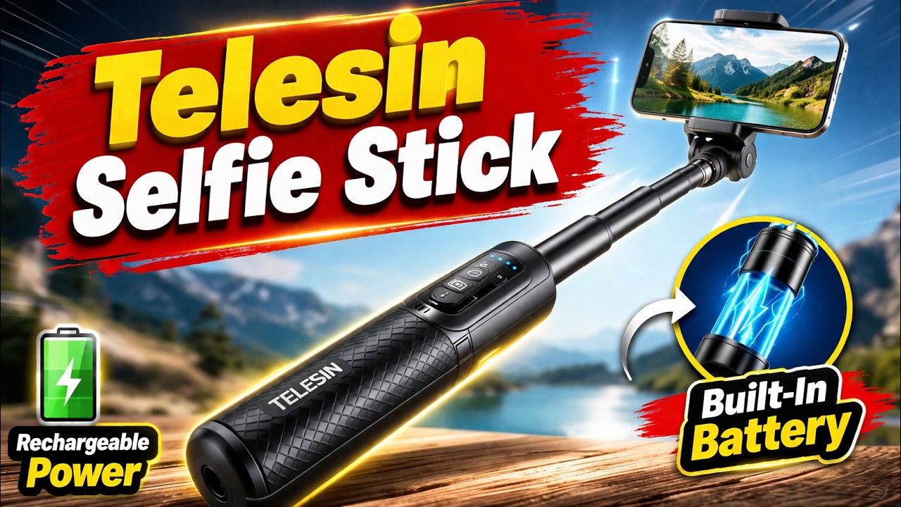 Telesin Rechargeable Selfie Stick Review ⚡ Ultimate Travel Vlog Stick with Built-in Battery!