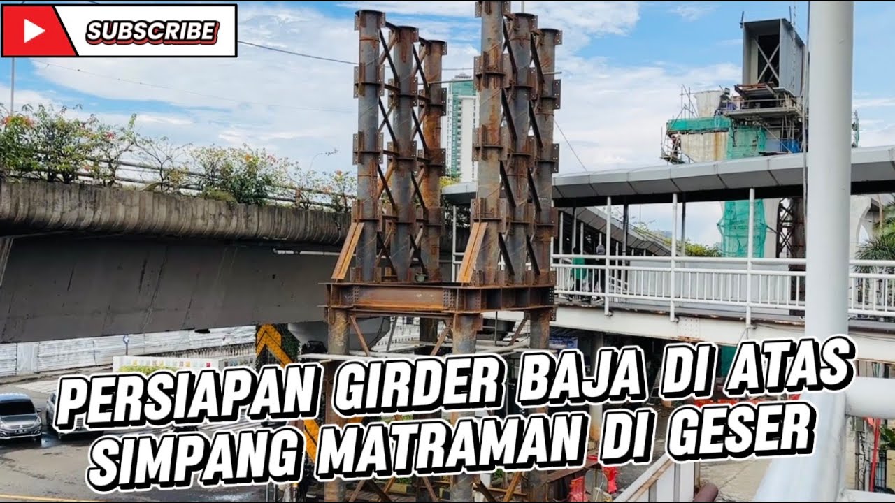 GIRDER BAJA LRT JAKARTA FASE 1B DI ATAS SIMPANG MATRAMAN SIAP DI GESER