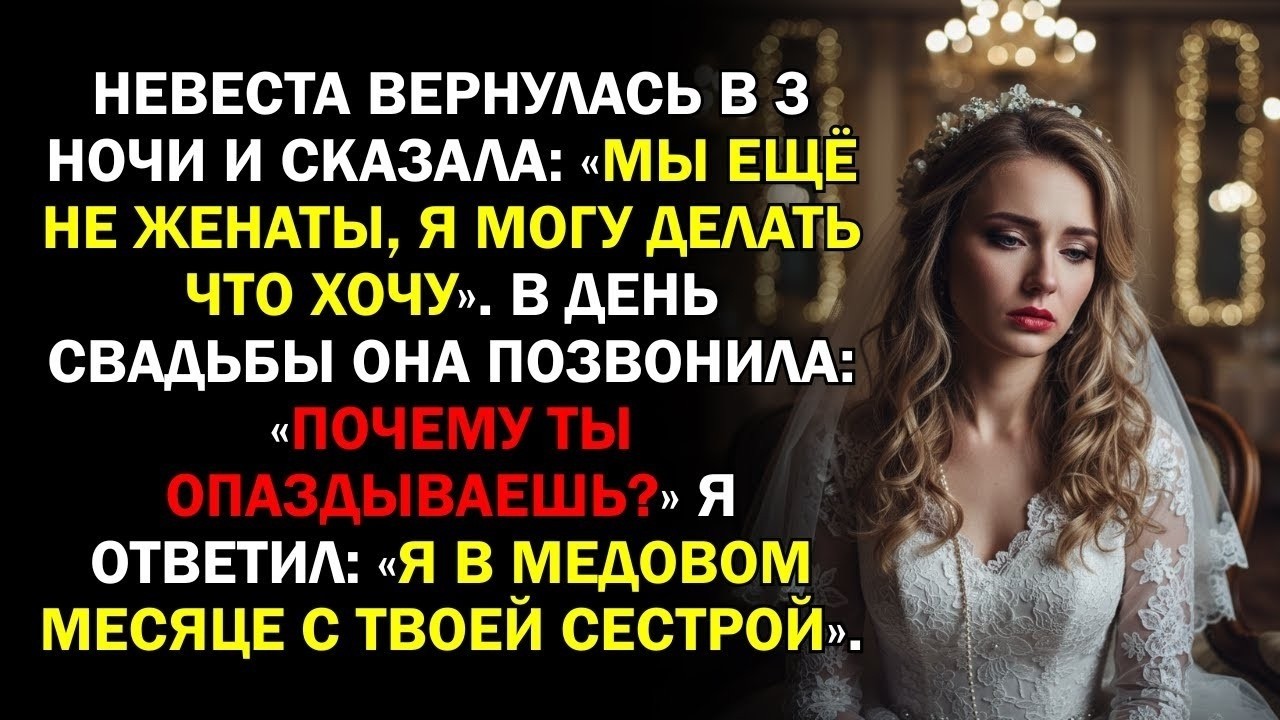 Невеста вернулась в 3 ночи и сказала: «Мы ещё не женаты, я могу делать что хочу». В день свадьбы...