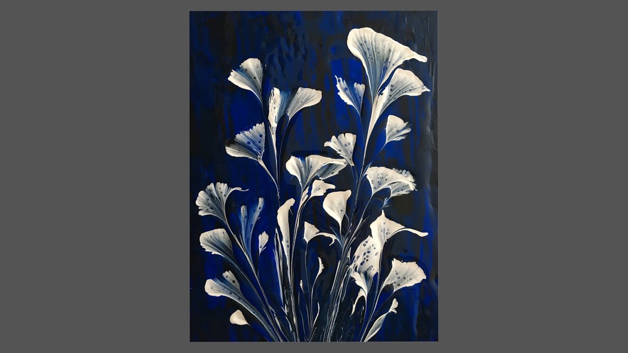 🌈 PEINTURE FLORALE 3 Démo tableau abstrait fleurs acrylique pouring fluid'art 30x40 SABCREATIONS