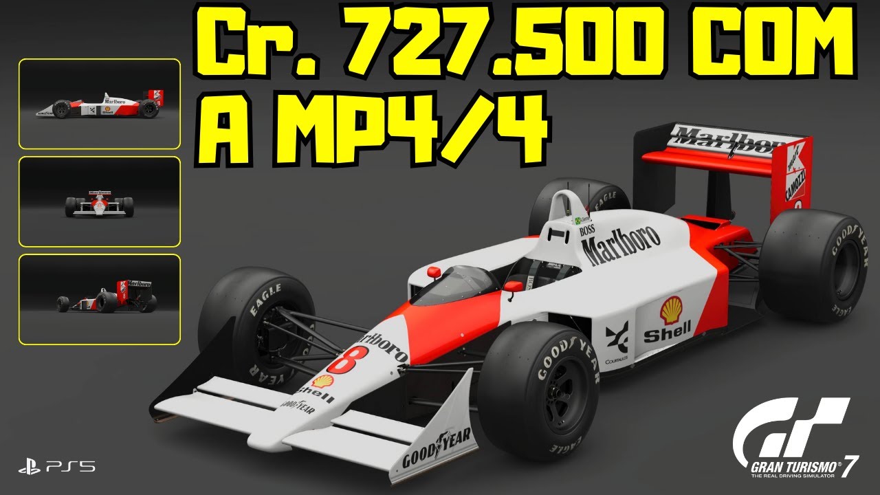 727.500 créditos com a Lendária McLaren Mp4/4 de 1988 #gt7 #ps5 #racing #simracing #games #gameplay