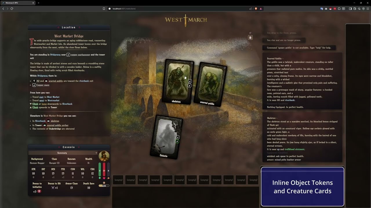 Web based Text RPG - Cards, Tokens and Character Sheets