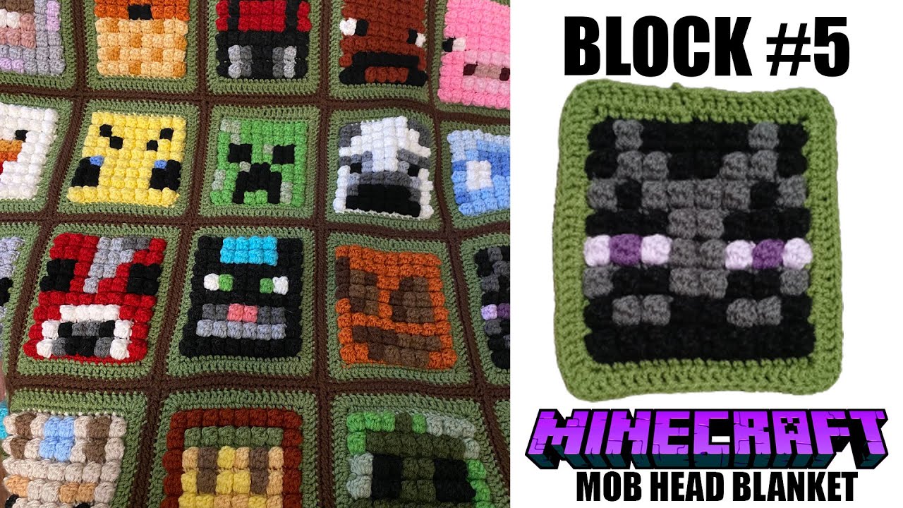 How to Crochet a Minecraft Mob Head Blanket: Block #5 The Enderman