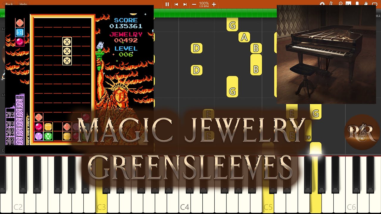 Magic Jewelry Music - Greensleeves - Level 006 NES Soundtrack - Synthesia Piano
