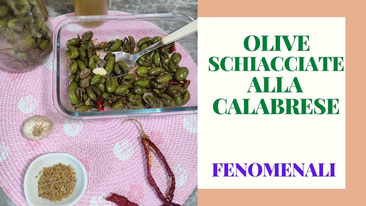 Olive verdi schiacciate alla calabrese condite ricetta originale